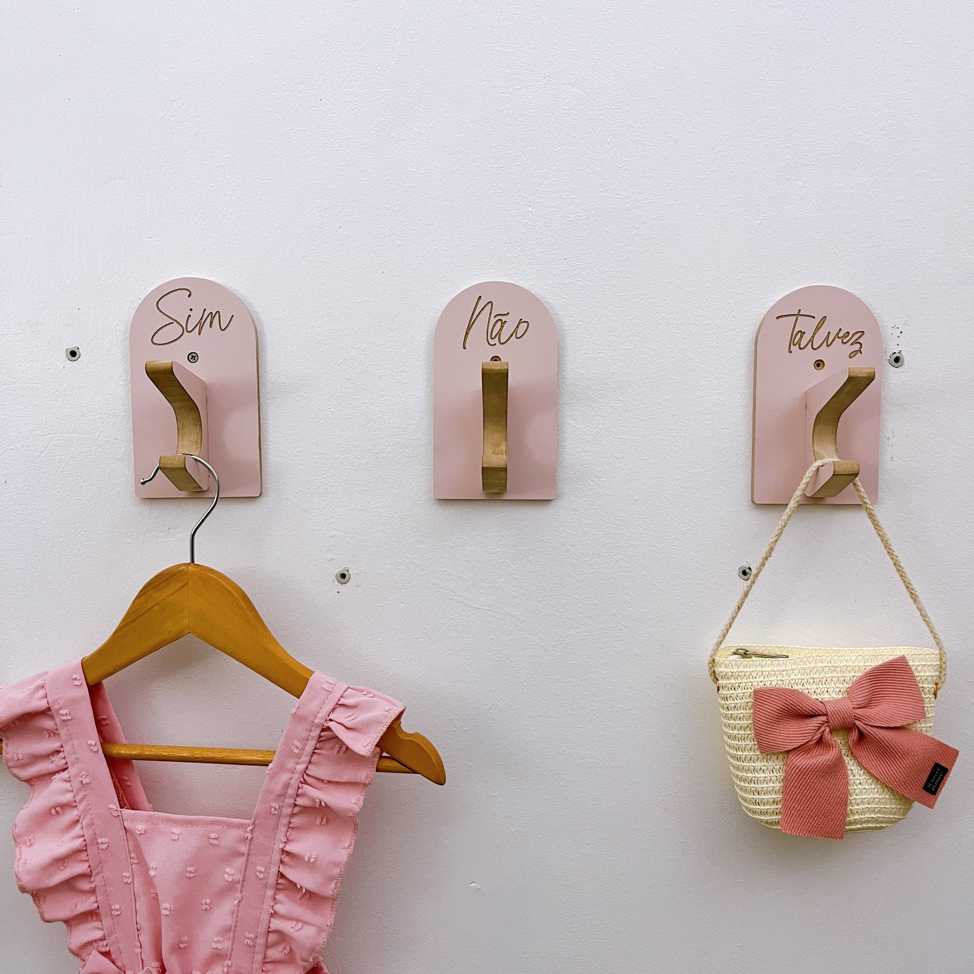 6 Ganchos Provador de Loja Roupas Boho Premium Capela Arco:rosa