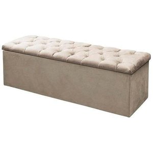 Recamier Baú Sofia 140cm Cama Box Casal Quarto Decoração Montanaris Decor Bege