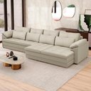 Ver imagem 3 de Sofá Retrátil 4 Lugares para Sala 339cm Dijon Couro Creme S07 - Mpozenato