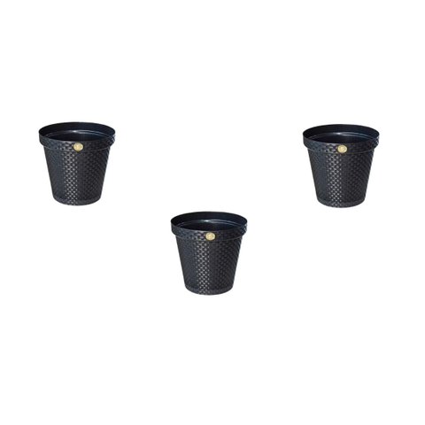 Kit C/ 3 Vaso Redondo Rattan Preto 36lt Anti Dengue