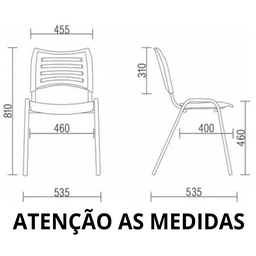Kit com 2 Cadeira Iso Fixa Empilhavél Preta - 5