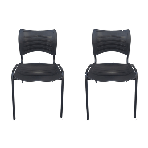 Kit com 2 Cadeira Iso Fixa Empilhavél Preta