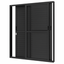 Ver imagem 1 de Porta Balcão de Aluminio Preto 3 Folhas Móveis Linha 25 com Fechadura 2,10x1,50