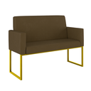 Ver imagem 2 de Kit Sofá 2 Lugares + 2 Poltronas Recepção Sala Base Dourada Cor:marrom