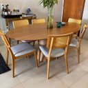 Ver imagem 2 de Mesa de Jantar Cone Oval 120x80 Cm Base Madeira Freijó Tampo Freijó
