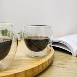 Clear Xícara Café 6x7x7cm 80ml Borosilicato Transparente Parede Dupla
