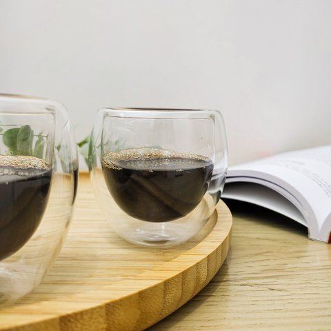 Clear Xícara Café 6x7x7cm 80ml Borosilicato Transparente Parede Dupla