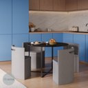 Ver imagem 2 de Conj. Compacto Sala de Jantar Pixel - Mesa Redonda C/ 4 Cadeiras Estofadas