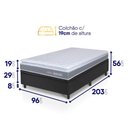 Ver imagem 2 de Conjunto Box Baú Preto Durban Cinza Espuma D28 Solteiro 96x203x64 - King House