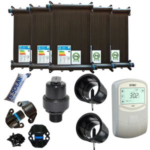 Kit Aquecedor Solar Piscina 20 Placas 2Mt para 17000 Litros