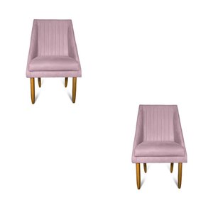 Kit 02 Cadeiras Para Sala De Jantar Ana Pés Palito Suede Rosa Bebê - D'Classe Decor