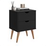 Mesa de Cabeceira Retro Criado 2 Gavetas Madri Estilo:preto - 1