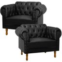 Ver imagem 1 de Kit 2 Poltrona Decorativa Chesterfield para Consultório e Recepção Couro Sintético - Sofa Store:cori