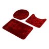 Jogo de Tapetes para Banheiro Antiderrapante com 3 Peças Macio - Vermelho - 1