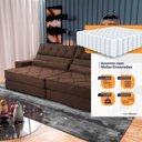 Ver imagem 4 de Sofá Retrátil Reclinável 2,30m Albany Suede Velut Marrom Molas Ensacadas - King House