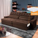 Ver imagem 1 de Sofá Retrátil Reclinável 2,30m Albany Suede Velut Marrom Molas Ensacadas - King House