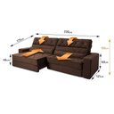Ver imagem 3 de Sofá Retrátil Reclinável 2,30m Albany Suede Velut Marrom Molas Ensacadas - King House