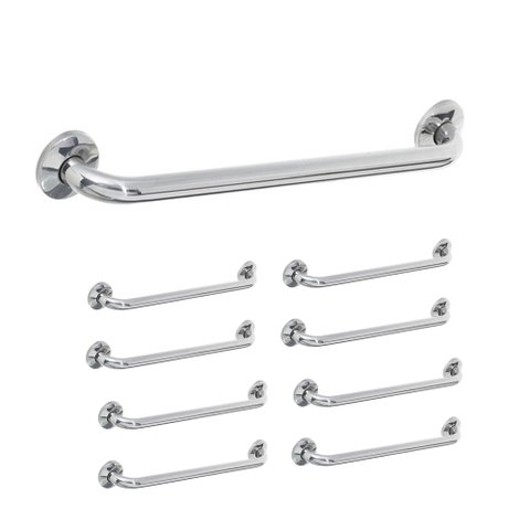 Alça de Apoio Banheiro 40cm Barra Kit 8 Uni Idoso Cadeirante Deficiente Acessibilidade Banheiro Corr