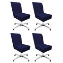 Ver imagem 1 de Kit 04 Cadeira Ana Giratória Metal Com Rodízio Suede Azul Marinho E Sintético Marrom