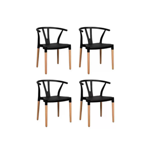 Kit 4 Cadeiras Jantar Decorativas Aeon Cor Preta Bering