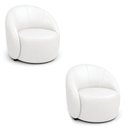 Ver imagem 2 de Poltrona Decorativa Orgânica Kit 2 Lua Sintético Pu Branco D03 - D’Rossi