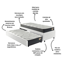Ver imagem 6 de Bicama Box Solteiro Courino Linho Branco 88x188 com Dois Colchões Adapto Molas Ensacadas Ecoflex