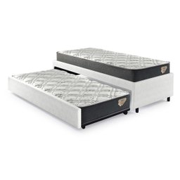 Bicama Box Solteiro Courino Linho Branco 88x188 com Dois Colchões Adapto Molas Ensacadas Ecoflex - 5