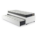 Ver imagem 1 de Bicama Box Solteiro Courino Linho Branco 88x188 com Dois Colchões Adapto Molas Ensacadas Ecoflex