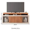 Ver imagem 3 de Rack para Tv 75 Polegadas 2 Portas com Ripado Puerto Freijo/off White - Pnr Móveis