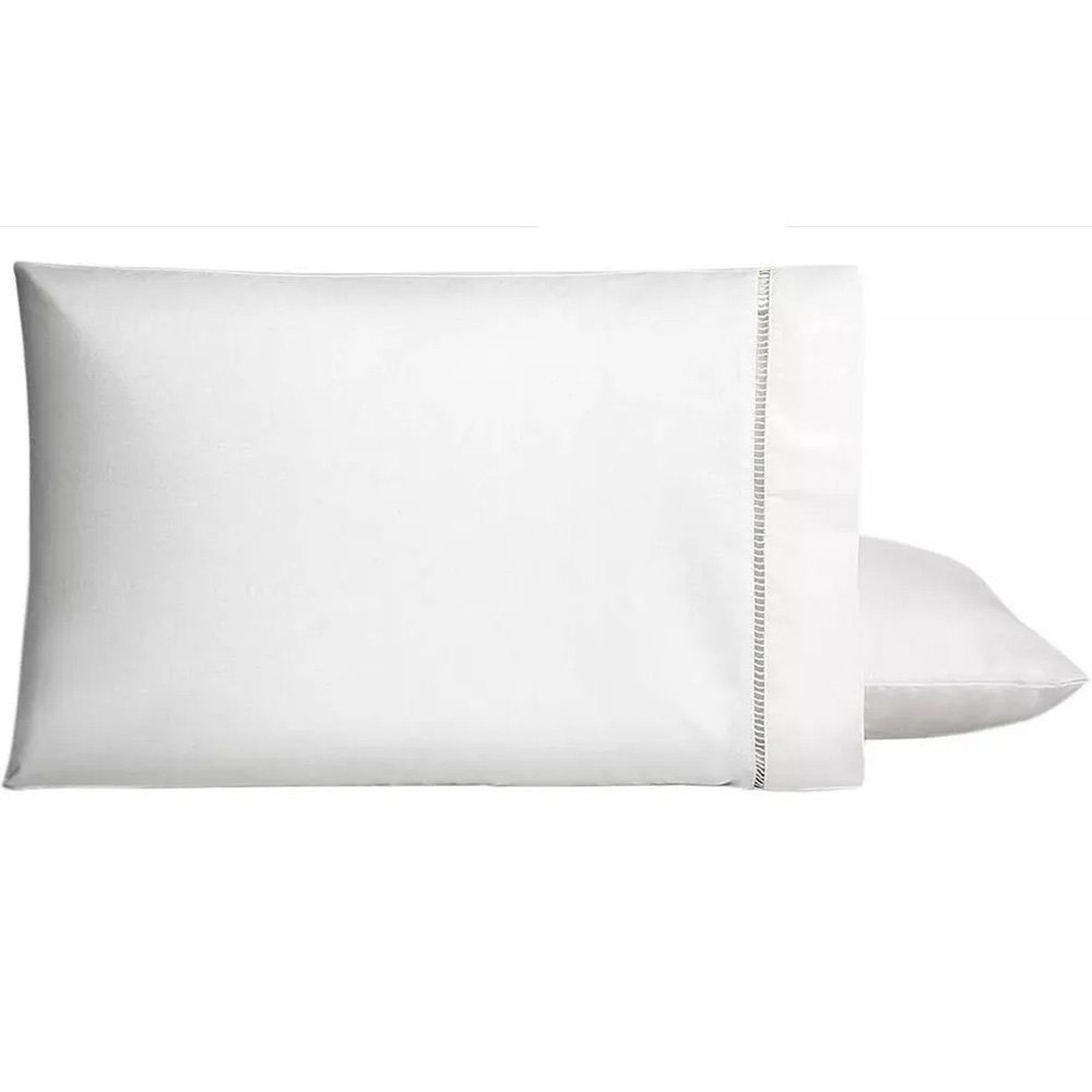 Kit 2 Fronhas Travesseiro Ponto Palito 100% Algodão - Branco