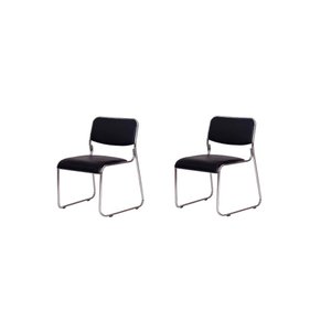 Kit 2 Cadeiras de escritório interlocutor fixa com base cromada W-21 Preta