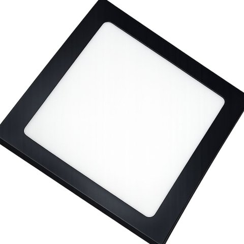 Kit 2 Painel Embutido Slim Led Quadrado Preto 18w 6,5k Llum