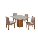 Ver imagem 5 de Mesa de Jantar Eloise Canto Copo 4 Cadeiras Moderna Mobília Linho Capuccino/off White/naturale