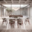 Ver imagem 2 de Mesa Jantar Base Madeira Maciça Retangular 240 cm 8 Lugares Tampo com Vidro Mesa Moderna Madeira