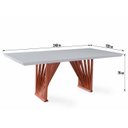 Ver imagem 6 de Mesa Jantar Base Madeira Maciça Retangular 240 cm 8 Lugares Tampo com Vidro Mesa Moderna Madeira