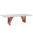 Ver imagem 1 de Mesa Jantar Base Madeira Maciça Retangular 240 cm 8 Lugares Tampo com Vidro Mesa Moderna Madeira