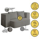 Ver imagem 2 de Sofá Cama Puff Modular Dobrável 1,90m Duo Boucle - Balaqui Cor:cinza Claro