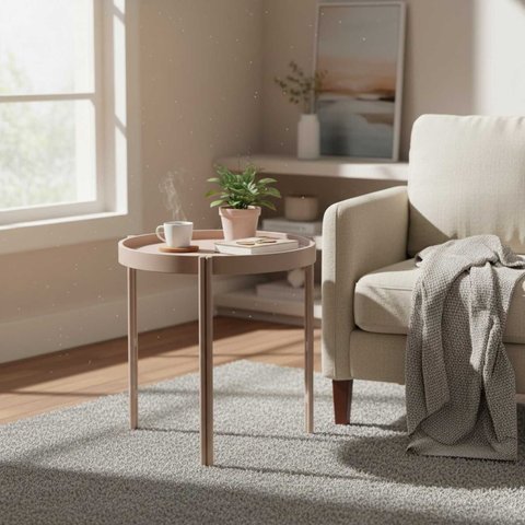 Mesa de Apoio Redonda Moderna Jardim 50cm Enjoy Rivatti