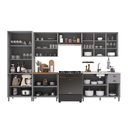Ver imagem 4 de Cozinha Modulada 6 Peças 1 Cristaleira com Vidro 2 Balcão sem Tampo 3 Aéreos 100% MDF Bari Cinza/Titânio Fosco