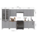 Ver imagem 3 de Cozinha Modulada 6 Peças 1 Cristaleira com Vidro 2 Balcão sem Tampo 3 Aéreos 100% MDF Bari Cinza/Titânio Fosco