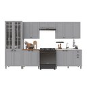 Ver imagem 2 de Cozinha Modulada 6 Peças 1 Cristaleira com Vidro 2 Balcão sem Tampo 3 Aéreos 100% MDF Bari Cinza/Titânio Fosco
