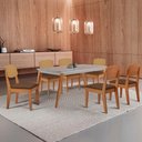 Ver imagem 1 de Mesa de Jantar Copper 180cm Tampo Canto Copo Mdf Vidro com 6 Cadeiras Copper Premium Moderna Mobília
