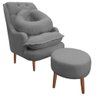 Kit Amamentação Poltrona + Puff + Almofada Suede Cinza - Majú Decor - 1