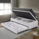 Ver imagem 3 de Bicama Box Baú Solteiro com Colchão Adapto Molas Ensacadas Ecoflex Courino Linho Branco 88x188