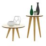Conjunto Mesa Centro e Lateral Retrô Cissa - Off White com Freijó - RPM Móveis - 4