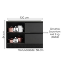 Ver imagem 3 de Balcão com Tampo 120 cm 1 Porta 3 Gavetas Etna Grafite Poliman