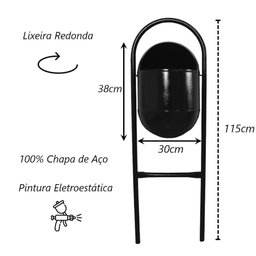 Lixeira Portugal Fechada em Chapa Parque Calçada Rua 115cm - 2