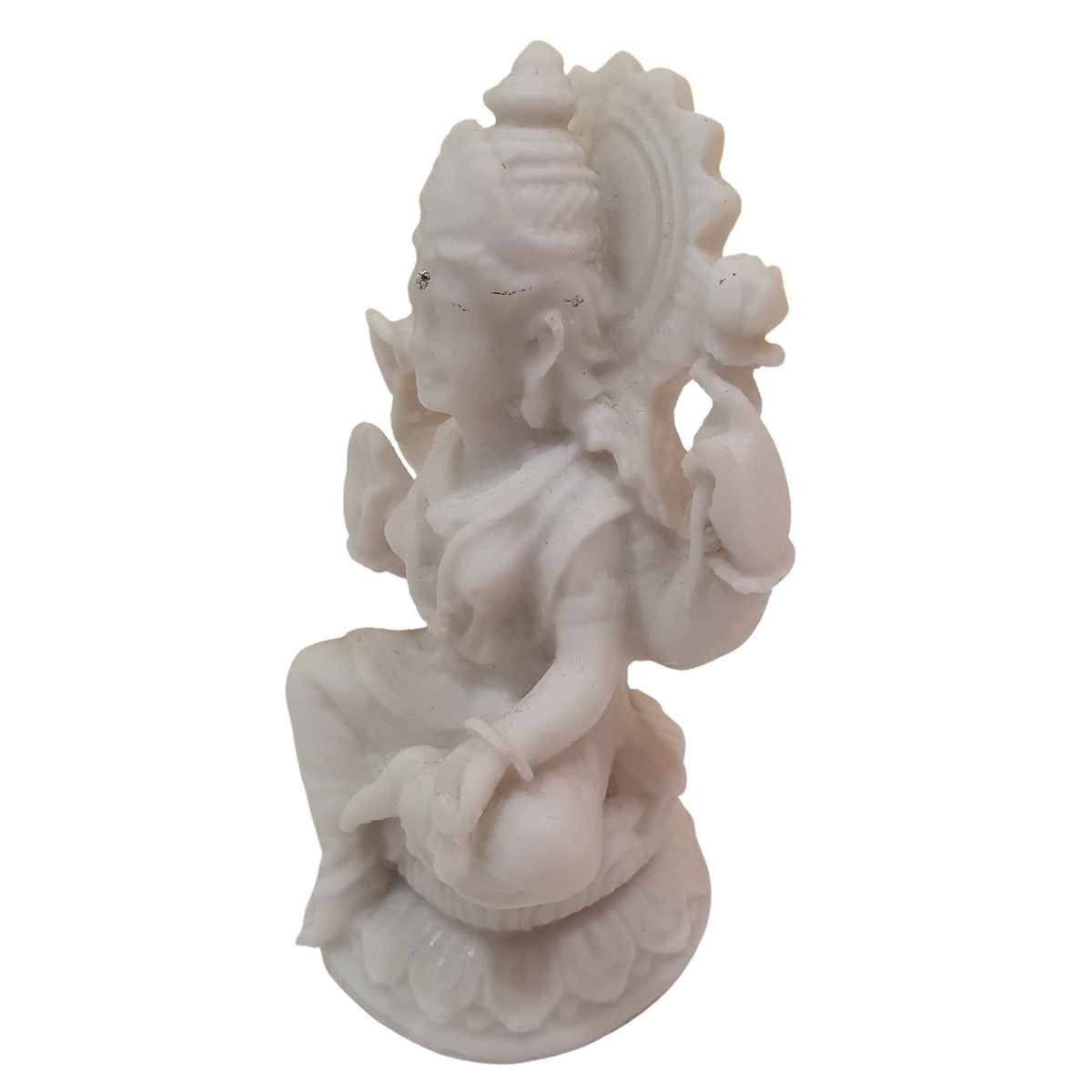 Escultura Lakshmi de Pó de Mármore Branca 11cm - 4