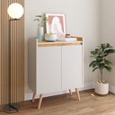 Ver imagem 2 de Aparador Buffet Retrô 2 Portas Moderno Decoração Sala Pequena Barthô - Off White/Nature - Lojas RPM