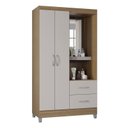 Ver imagem 5 de Cômoda 868 4 Gavetas e 1 Porta com Guarda Roupa Solteiro Córdoba 2 Portas Castanho Off White - Poque